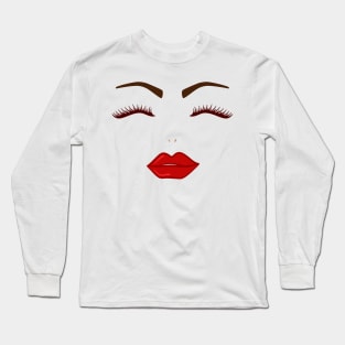Red Lips, Lashes And Eyebrows Long Sleeve T-Shirt